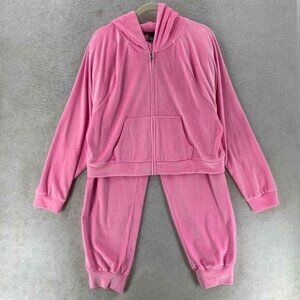 Victorias Secret‎ L TRACKSUIT SET Full-zip Hoodie+jogger pant PINK VELOUR